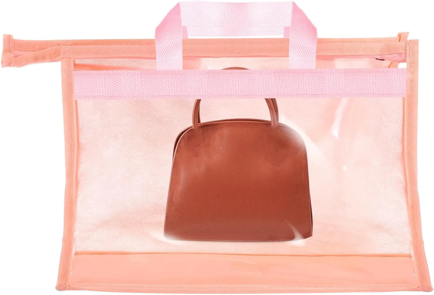 PATIKIL Handbag Dust Bags, Clear Purse Storage Organizer L Size PVC Dustproof Handbag Cover Transparent Purse Protector for Closet Rack Wardrobe, Pink