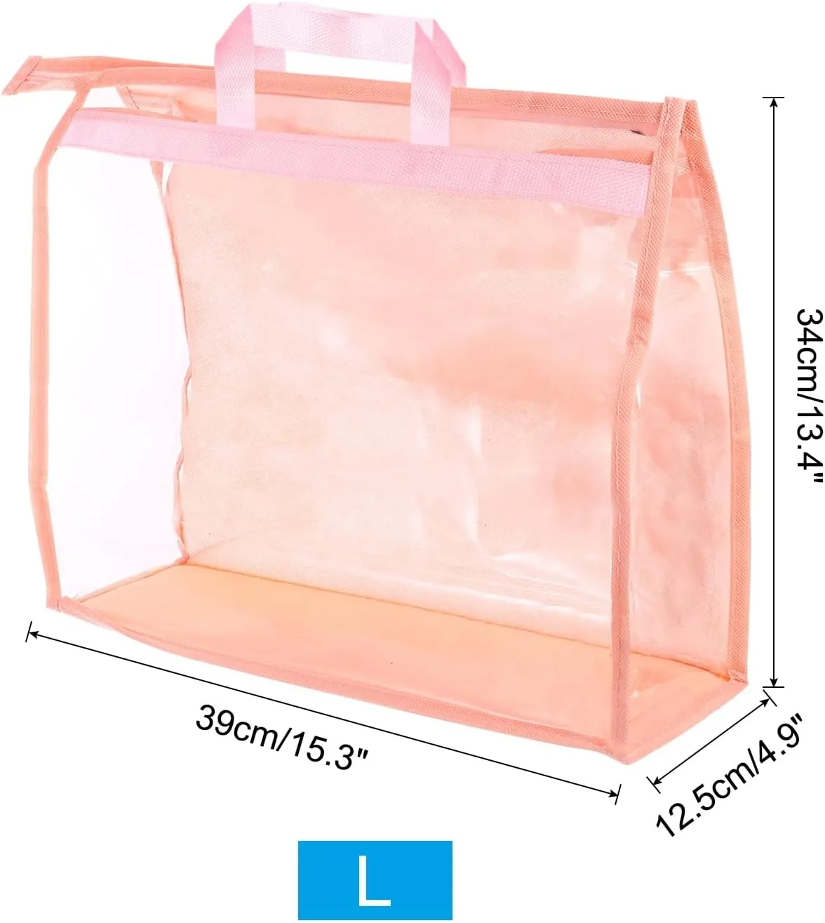 PATIKIL Handbag Dust Bags, Clear Purse Storage Organizer L Size PVC Dustproof Handbag Cover Transparent Purse Protector for Closet Rack Wardrobe, Pink