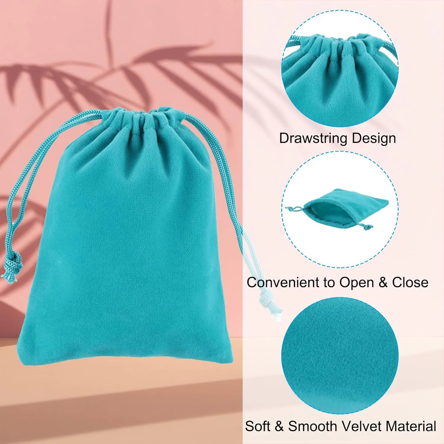 PATIKIL Velvet Gift Bags, 20 Pack 4 x 4.8 Inch Velvet Drawstring Jewelry Pouches Mini Gift Packaging Bag for Wedding Favor Party Birthday Festivals, Peacock Blue