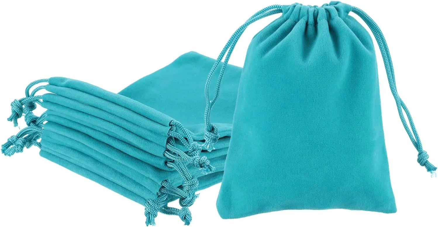 PATIKIL Velvet Gift Bags, 20 Pack 4 x 4.8 Inch Velvet Drawstring Jewelry Pouches Mini Gift Packaging Bag for Wedding Favor Party Birthday Festivals, Peacock Blue