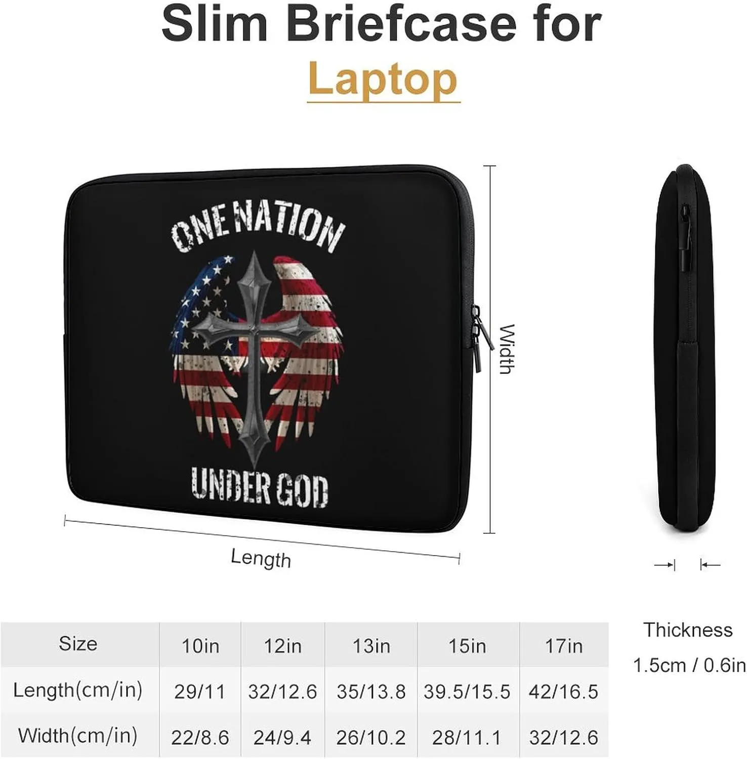 Patriotic America Flag Laptop Sleeve 13/15 Inch Durable Briefcase Cover Shockproof Protective Case Handbags Portable Laptop Bag