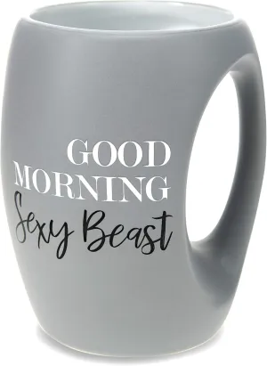Pavilion Gift Company Good Morning Sexy Beast-16 Oz Stoneware Huggable Coffee Cup Mug, 16oz, Grey