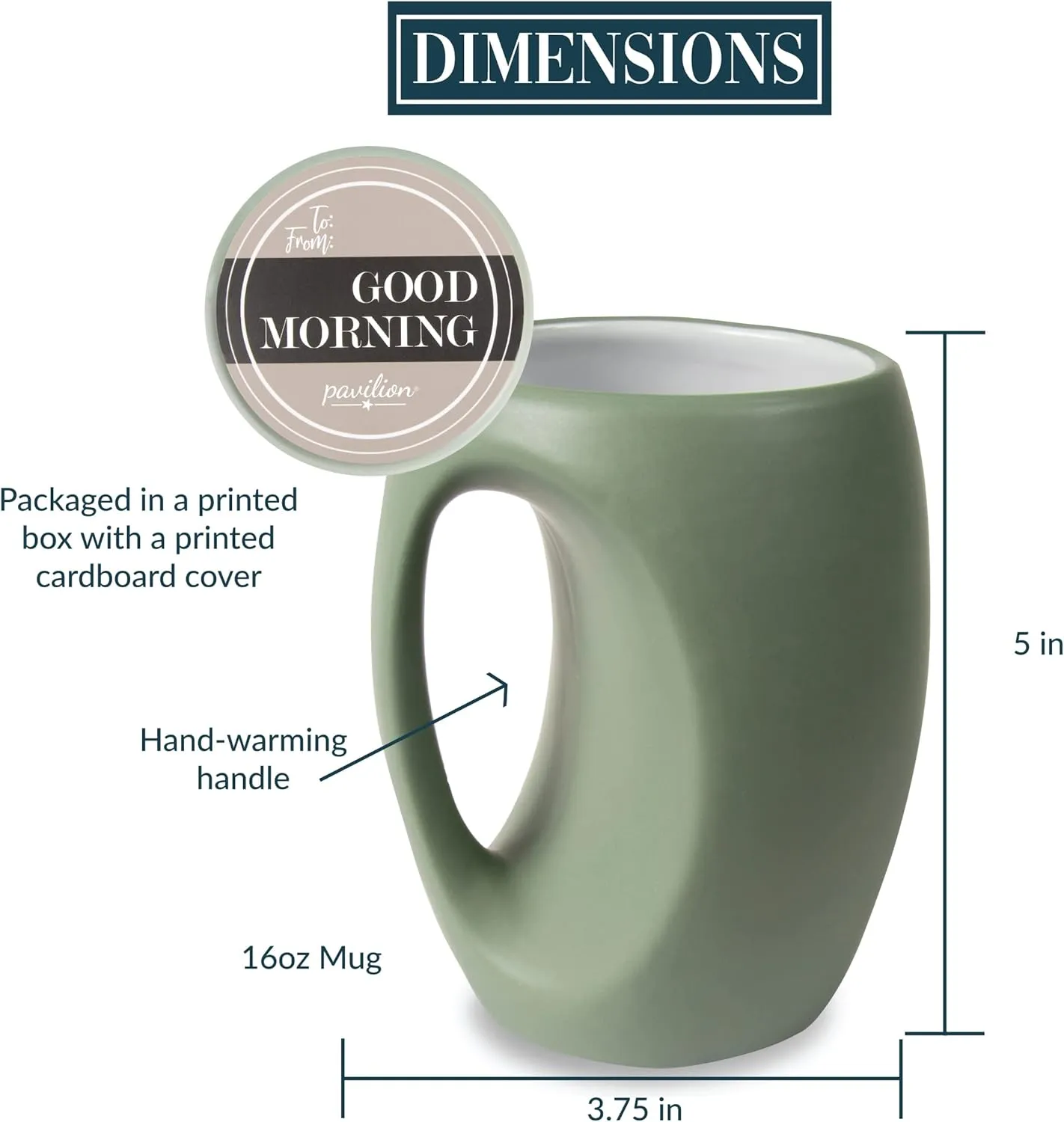 Pavilion Gift Company - Good Morning Smart Ass 16 ounce Large Coffee Cup, Hand Warming Mugs, Funny Coffee Mug, Sarcastic Coffee Mugs For Women, Funny Gifts For Guys, 1 Count, Green