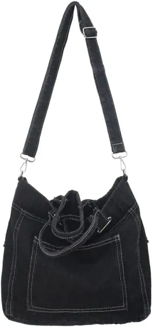 Pbkabiug Denim Shoulder Bag Jean Bag Messenger Bag for Women Aesthetic Tote Bag Casual Retro Crossbody Bag Handbag