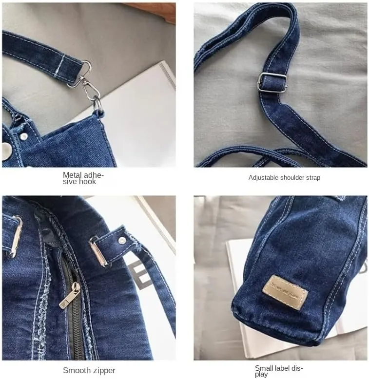 Pbkabiug Denim Shoulder Bag Jean Bag Messenger Bag for Women Aesthetic Tote Bag Casual Retro Crossbody Bag Handbag