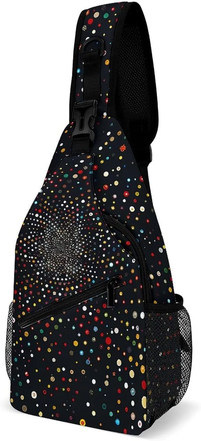 Peach Pot Pattern Sling Bag Lightweight Crossbody Chest Pack Travel Shoulder Bag with Adjustable Strap