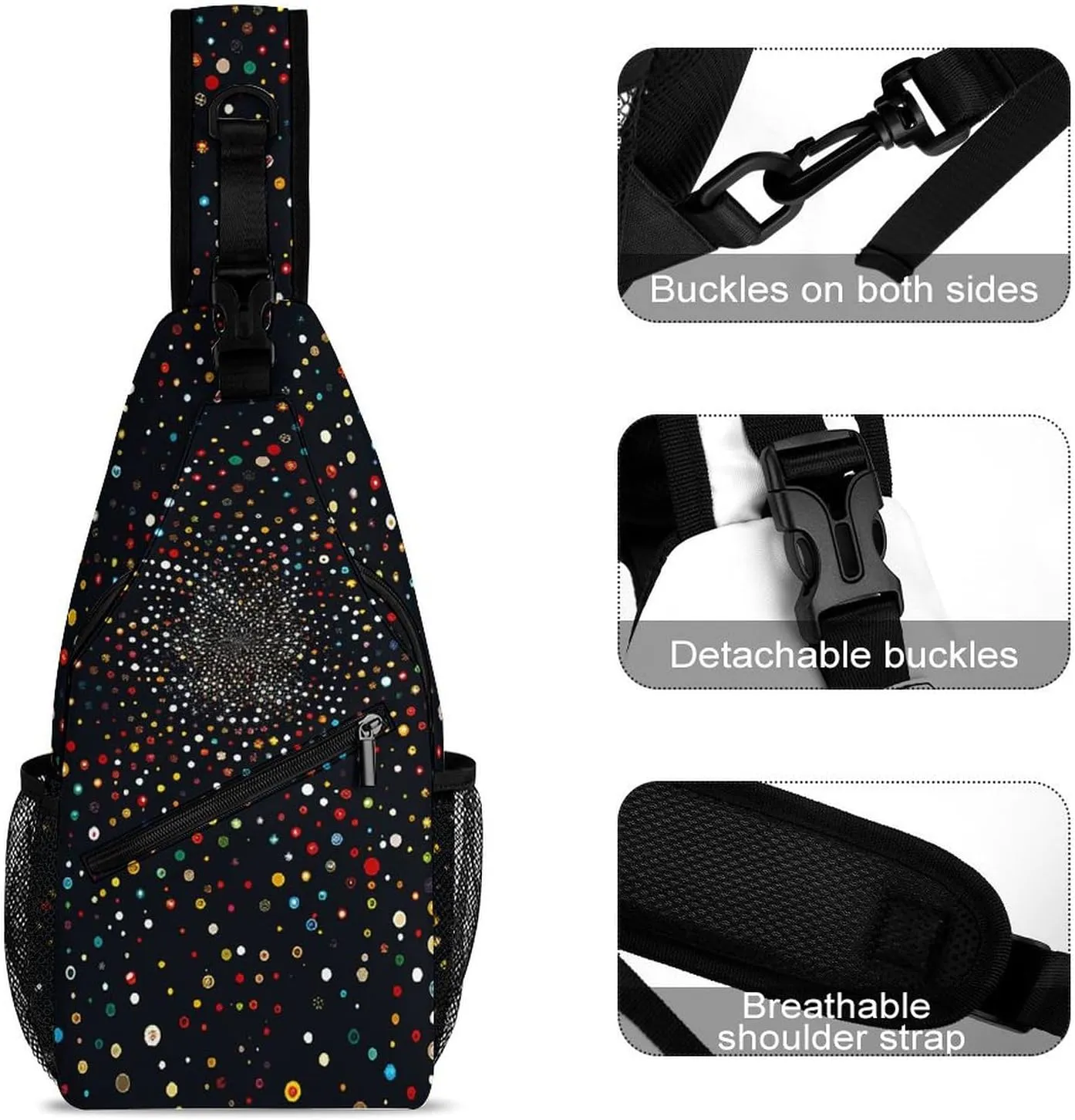 Peach Pot Pattern Sling Bag Lightweight Crossbody Chest Pack Travel Shoulder Bag with Adjustable Strap