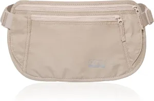 Peak Gear Money Belt for Travel - Large Size with RFID Blocking, Water-Resistant Nylon, and YKK Zippers (BEIGE, LARGE)