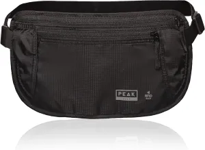 Peak Gear Money Belt for Travel - Large Size with RFID Blocking, Water-Resistant Nylon, and YKK Zippers (BLACK, LARGE)