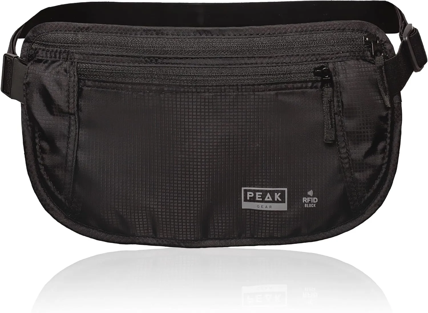 Peak Gear Money Belt for Travel - Large Size with RFID Blocking, Water-Resistant Nylon, and YKK Zippers (BLACK, LARGE)