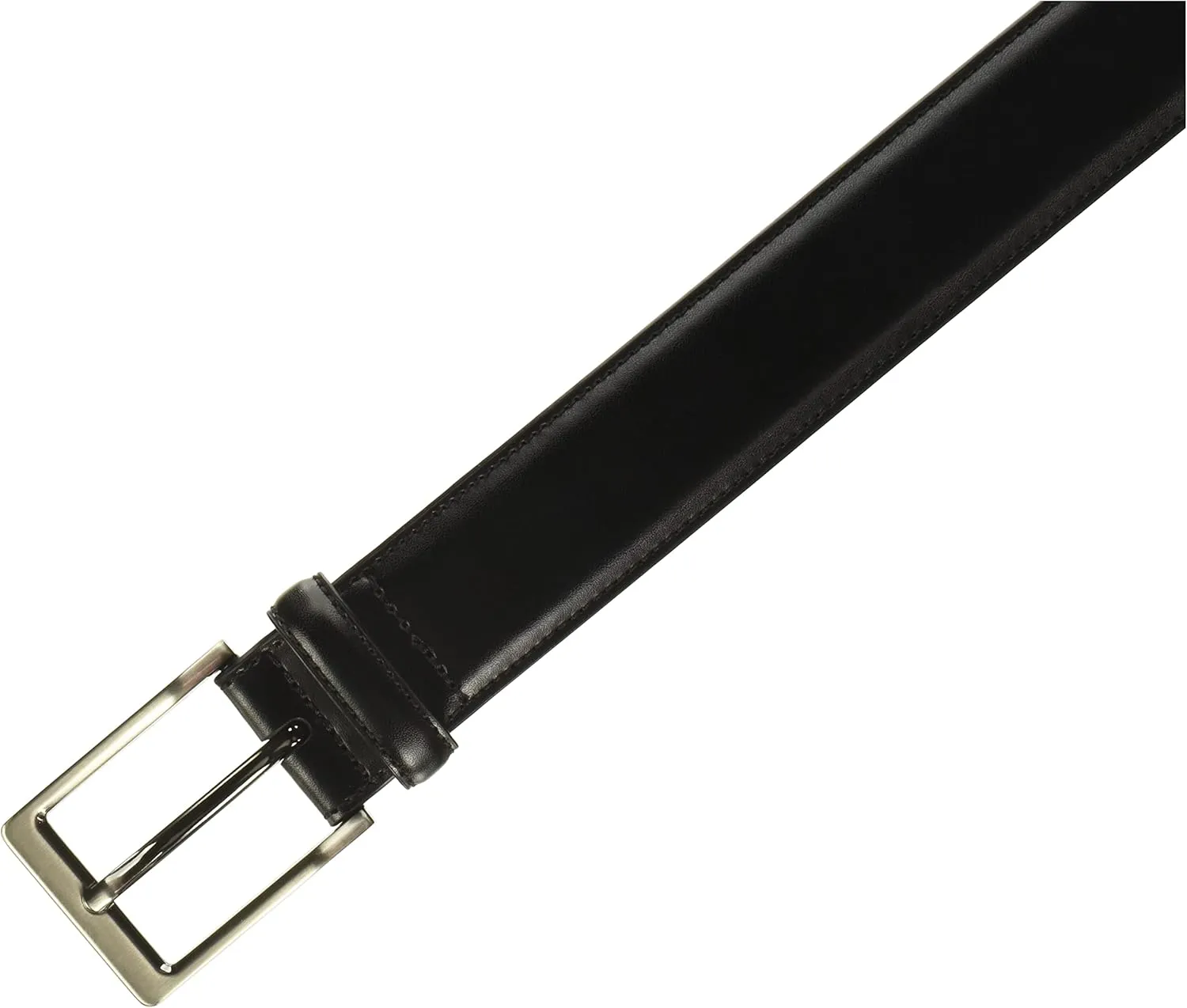Perry Ellis Men's Portfolio Amigo Dress Belt, Leather, Stitched Edges, Metallic Buckle, 1.5" Width (Available in Big & Tall)