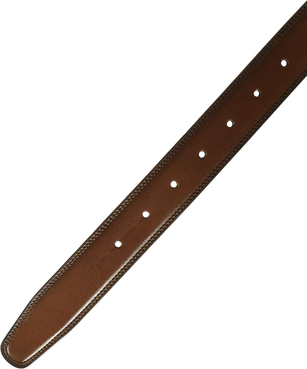 Perry Ellis Men's Portfolio Double Stitched Leather Reversible Belt, Brown/Black, Silver Prong Buckle, Burnished Edges