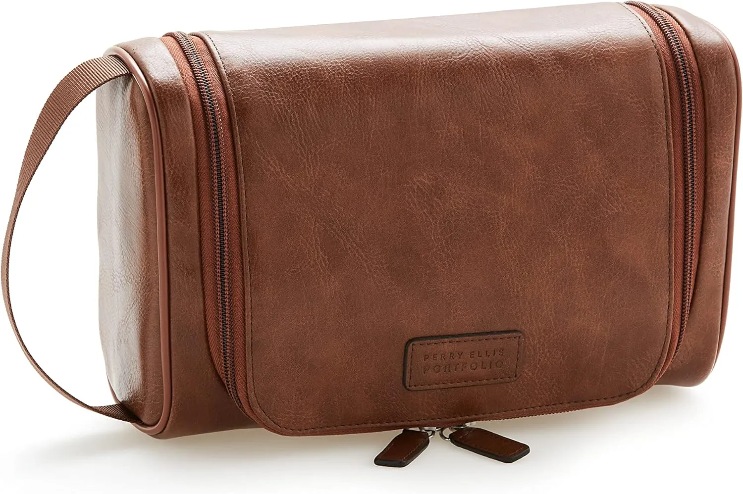 Perry Ellis Men's Portfolio Lugg Burnished Travel Kit Small Leather Goods, One Size