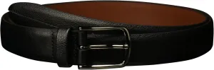 Perry Ellis Men's Portfolio Park Ave 100% Leather Dress Belt with Burnished Edges, Silver Prong Buckle, Textured & Durable