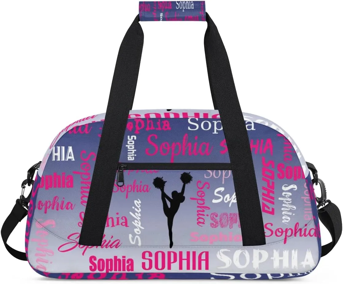 Personalized Cheer Bag Name Dance Bag Gymnastics Bags, Custom Cheerleader Sport Duffel Gym Bags Travel Overnight Weekender Bags, Cobalt Blue Gradient