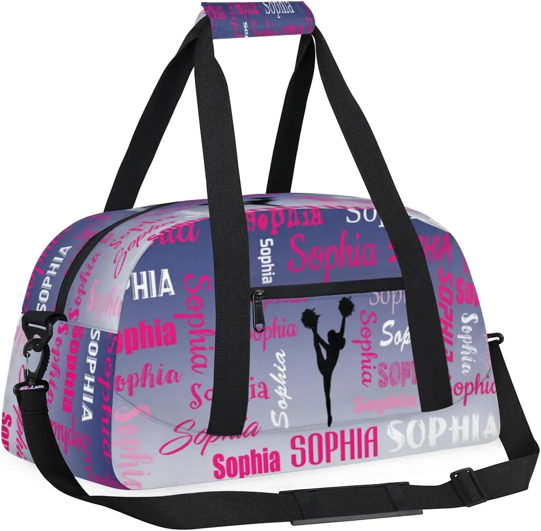 Personalized Cheer Bag Name Dance Bag Gymnastics Bags, Custom Cheerleader Sport Duffel Gym Bags Travel Overnight Weekender Bags, Cobalt Blue Gradient