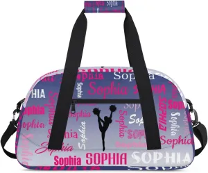 Personalized Cheer Bag Name Dance Bag Gymnastics Bags, Custom Cheerleader Sport Duffel Gym Bags Travel Overnight Weekender Bags, Cobalt Blue Gradient
