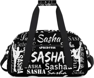 Personalized Cheer Bag, Name Dance Bag Gymnastics Bags, Custom Sport Duffel Gym Bags Travel Overnight Weekender Bags, Black Ballet Bags