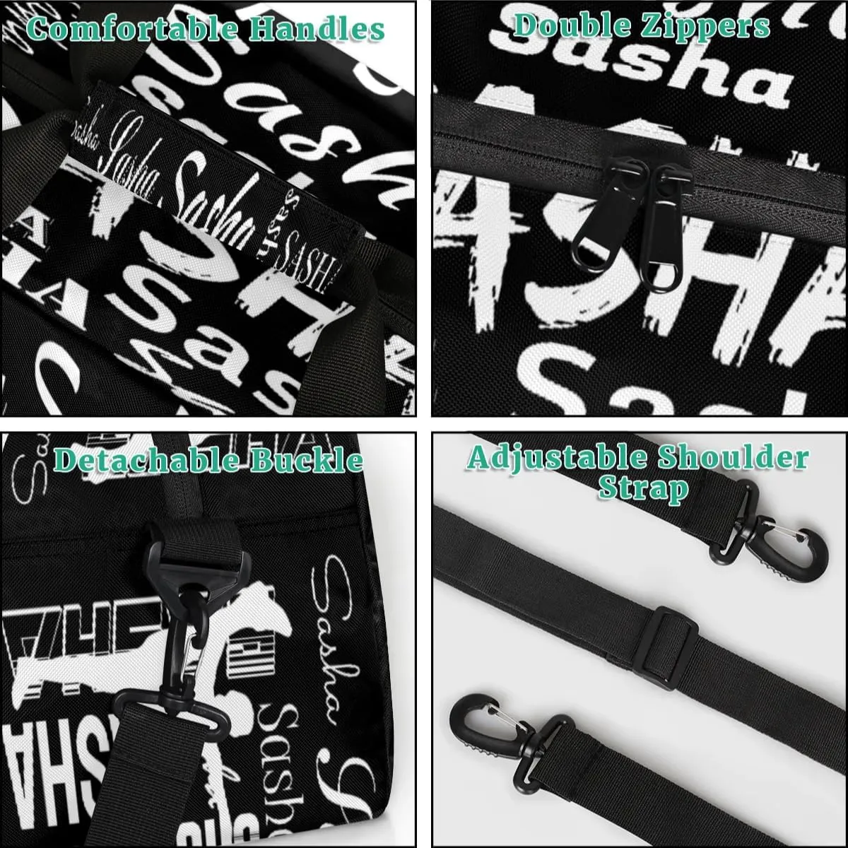 Personalized Cheer Bag, Name Dance Bag Gymnastics Bags, Custom Sport Duffel Gym Bags Travel Overnight Weekender Bags, Black Ballet Bags