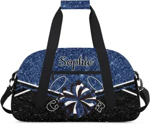 Personalized Cheerleader Bag Custom Cheer Sport Duffel Bags with Your Name Gymnastics Travel Bag Dance Bag Sleepover Weekender Bags, Dark Blue
