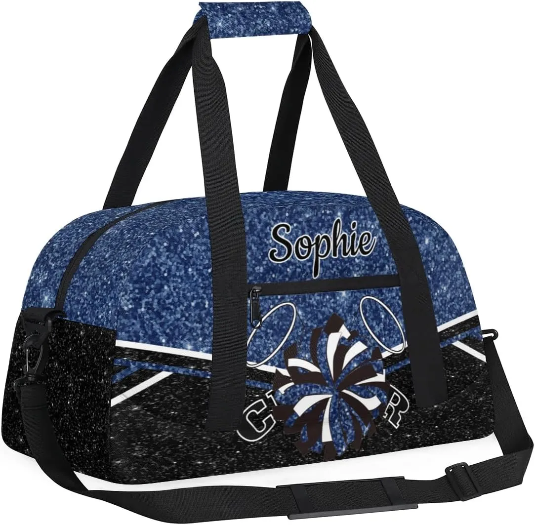 Personalized Cheerleader Bag Custom Cheer Sport Duffel Bags with Your Name Gymnastics Travel Bag Dance Bag Sleepover Weekender Bags, Dark Blue