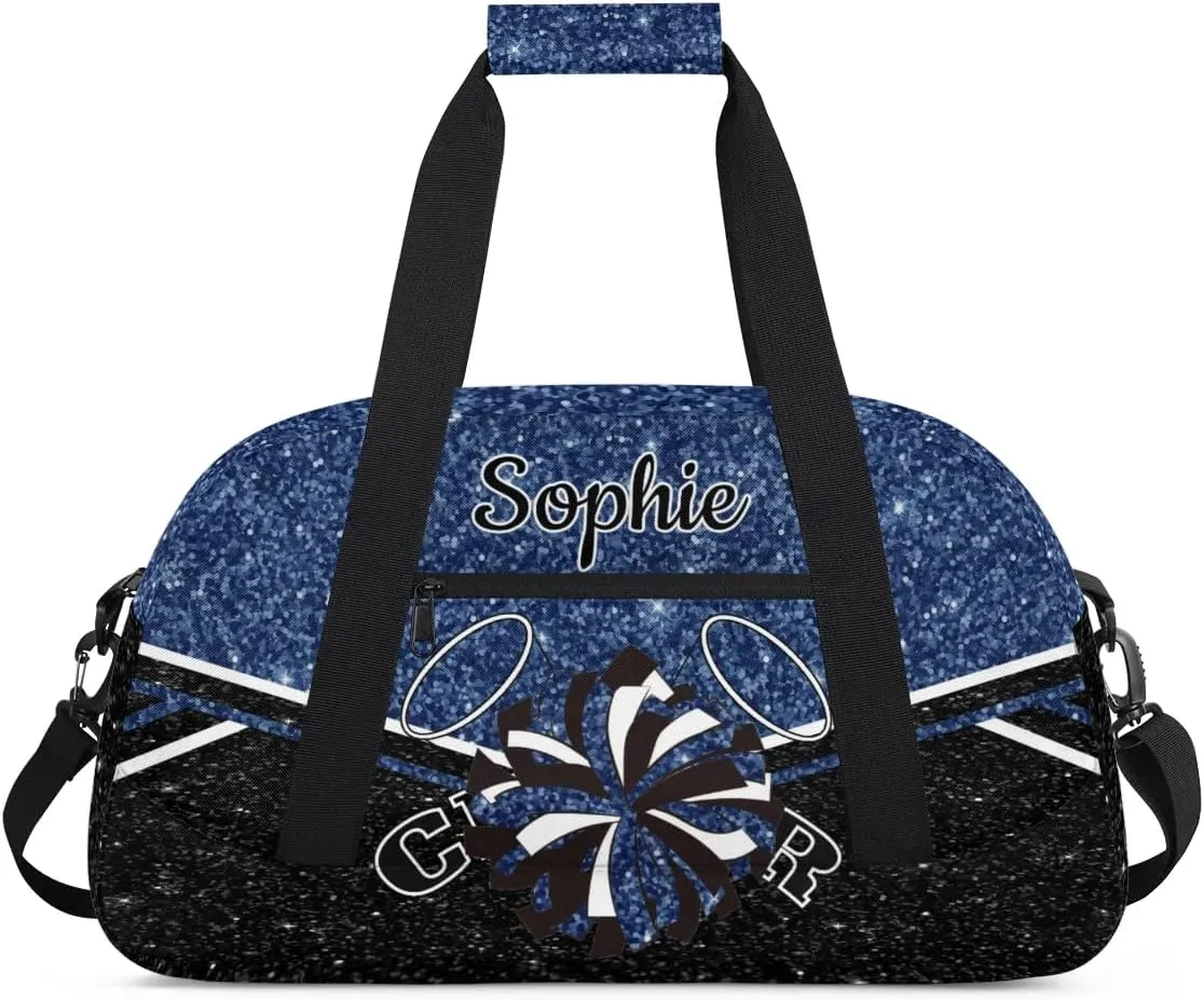Personalized Cheerleader Bag Custom Cheer Sport Duffel Bags with Your Name Gymnastics Travel Bag Dance Bag Sleepover Weekender Bags, Dark Blue