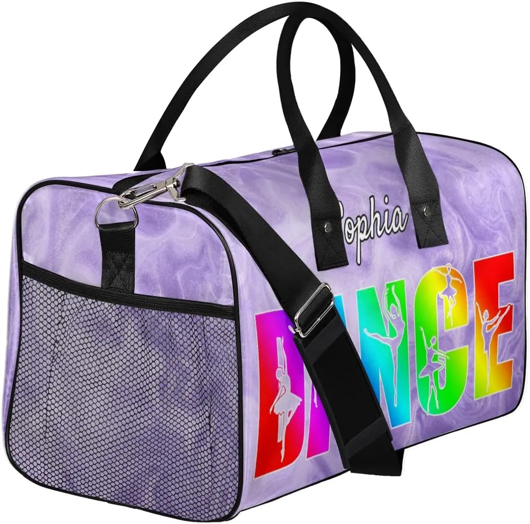 Personalized Dance Bag Gym Bags, Custom Neme Dance Ballet Sports Duffel Bags Weekender Bags Custom Travel Duffel Bag Bag Purple Glitter