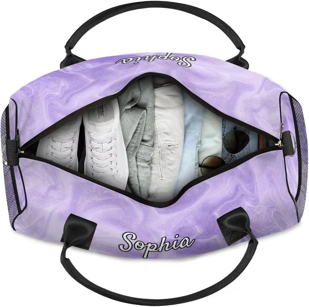 Personalized Dance Bag Gym Bags, Custom Neme Dance Ballet Sports Duffel Bags Weekender Bags Custom Travel Duffel Bag Bag Purple Glitter