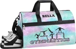 Personalized Gymnastics Bag Dance Bag for Girl Woman, Custom Gym Bag Sport Duffel Bag, Weekender Bags Travel Duffel Bag Watercolor Glitter Girl
