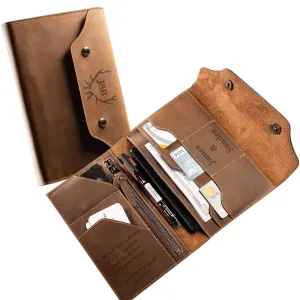 Personalized Leather Portfolio Organizer - Custom Leather Planner - Leather Business Padfolio - Customized Wallets for Men - Customized Genuine Leather Wallet - Custom Laser Engraving