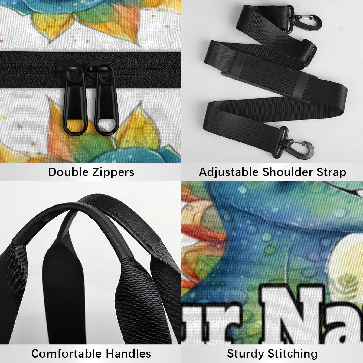 Personalized Name Gym Bag for Women, Customized Cute Dinosaur Cylinder Sports Bags for Men, Waterproof Weekender Bag, Duffle Bags for Travel Swim Dance, Dinosaur Theme