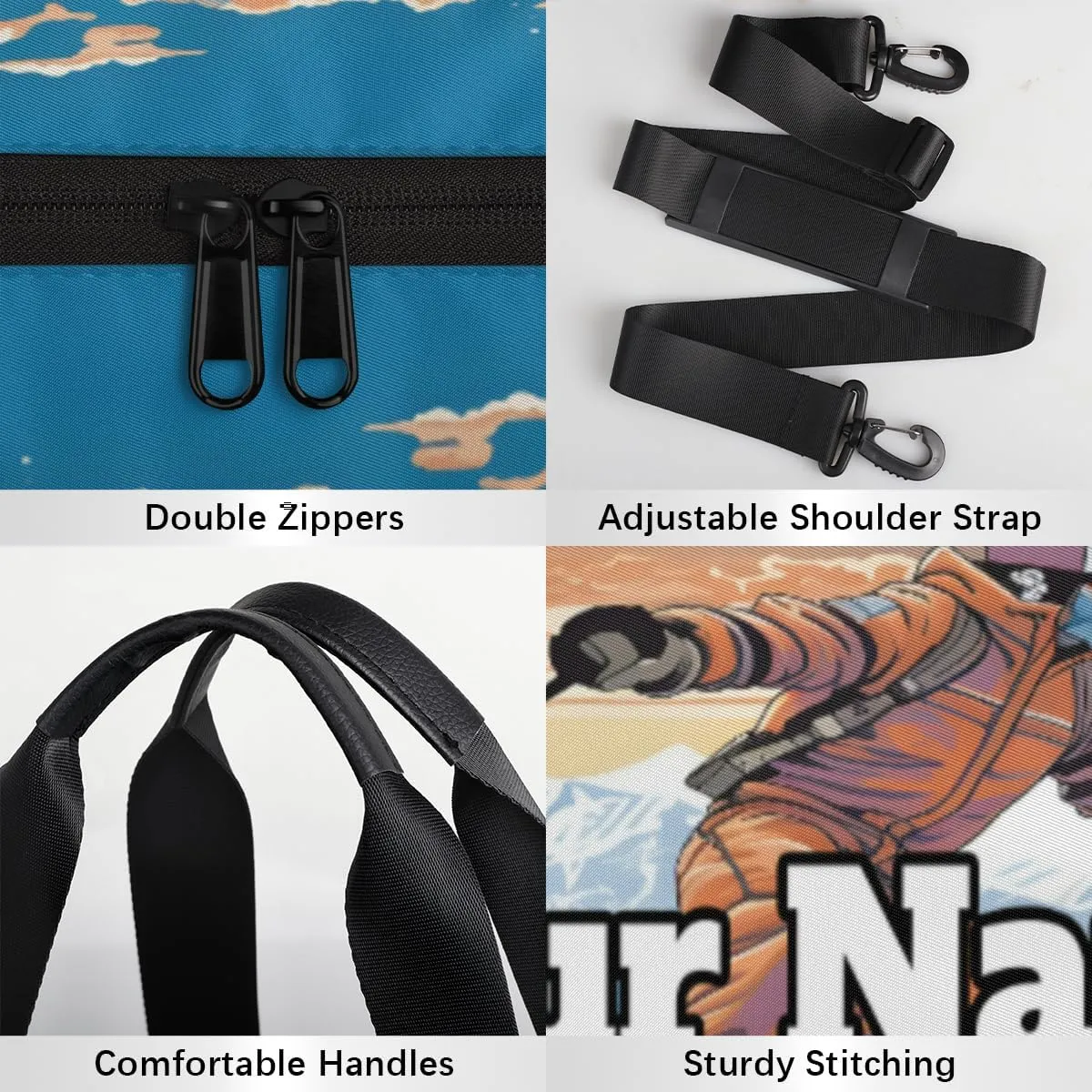 Personalized Name Gym Bag for Women, Customized Skiing Cylinder Sports Bags for Men, Waterproof Weekender Bag, Duffle Bags for Travel Swim Dance, Skiing Sherpa