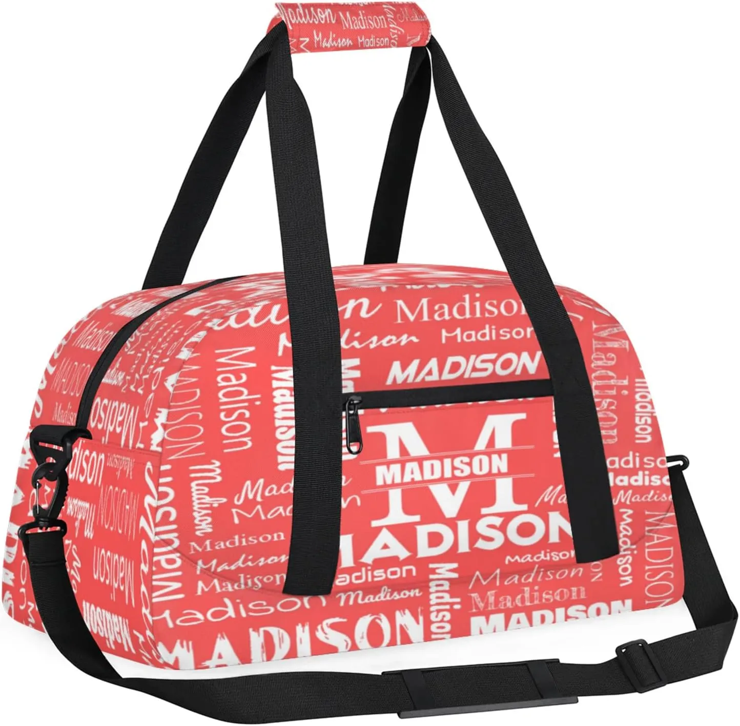 Personalized Name Sports Duffel Bags, Gym Dance Duffel Bag Sleepover Weekender Training Bags Travel Duffel Bag, Coral Red