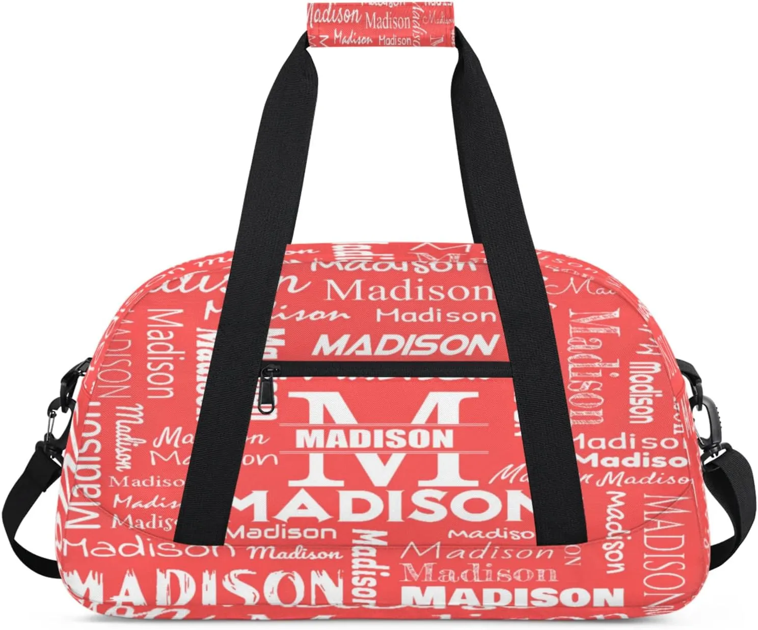 Personalized Name Sports Duffel Bags, Gym Dance Duffel Bag Sleepover Weekender Training Bags Travel Duffel Bag, Coral Red