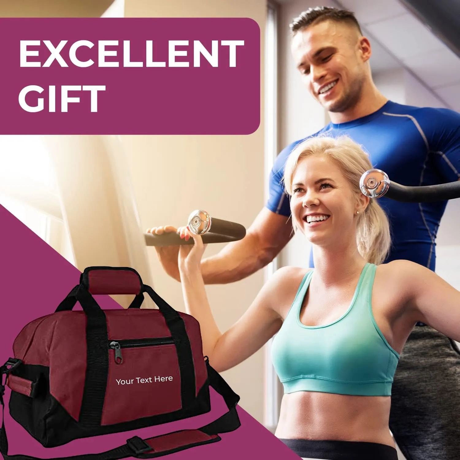 Personalized Passion Small Duffle Bag for Boys and Girls - Perfect Sized 14” Two Toned Travel Duffle - Personalized Name Sports Gym Bag for Storage - Maroon