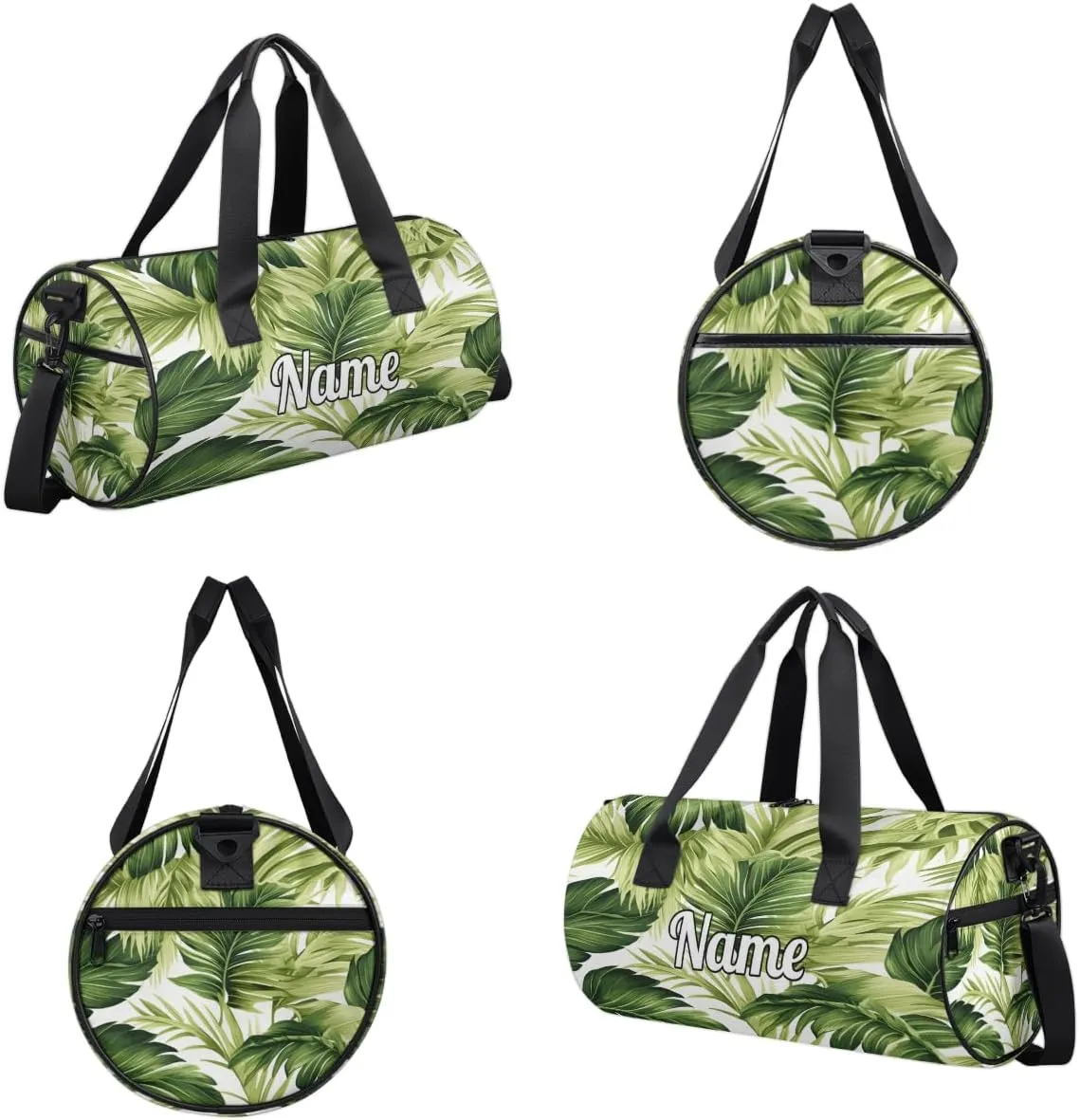 Personalized Sport Gym Bag Dance Duffle Ballet Bag Overnight Travel Sleepover Bags Swimming Hiking Camping, Tropical Palm Leaves