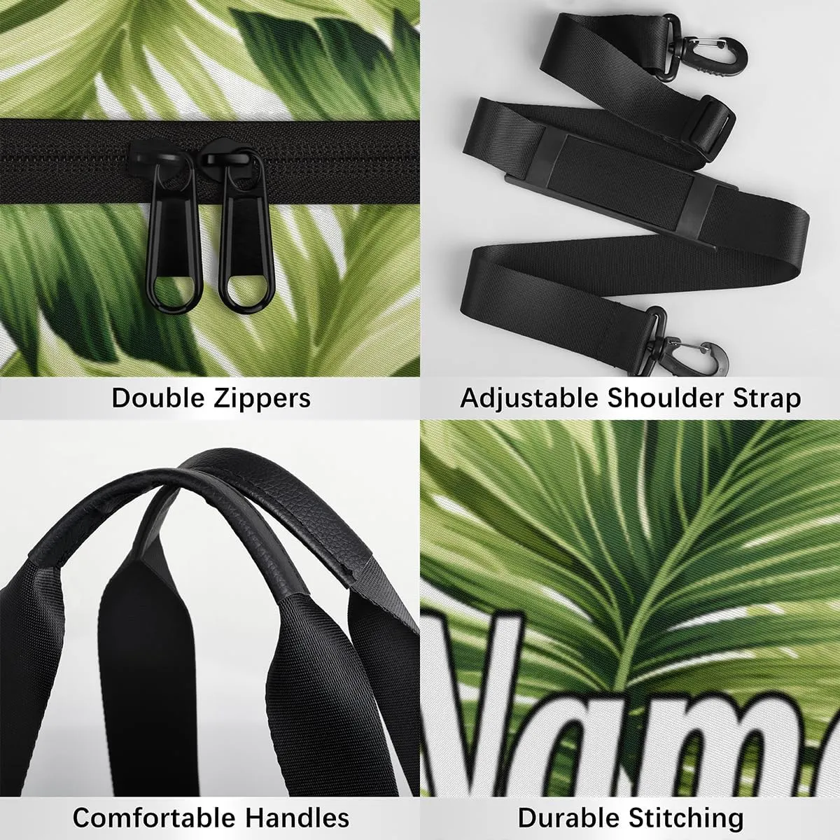 Personalized Sport Gym Bag Dance Duffle Ballet Bag Overnight Travel Sleepover Bags Swimming Hiking Camping, Tropical Palm Leaves