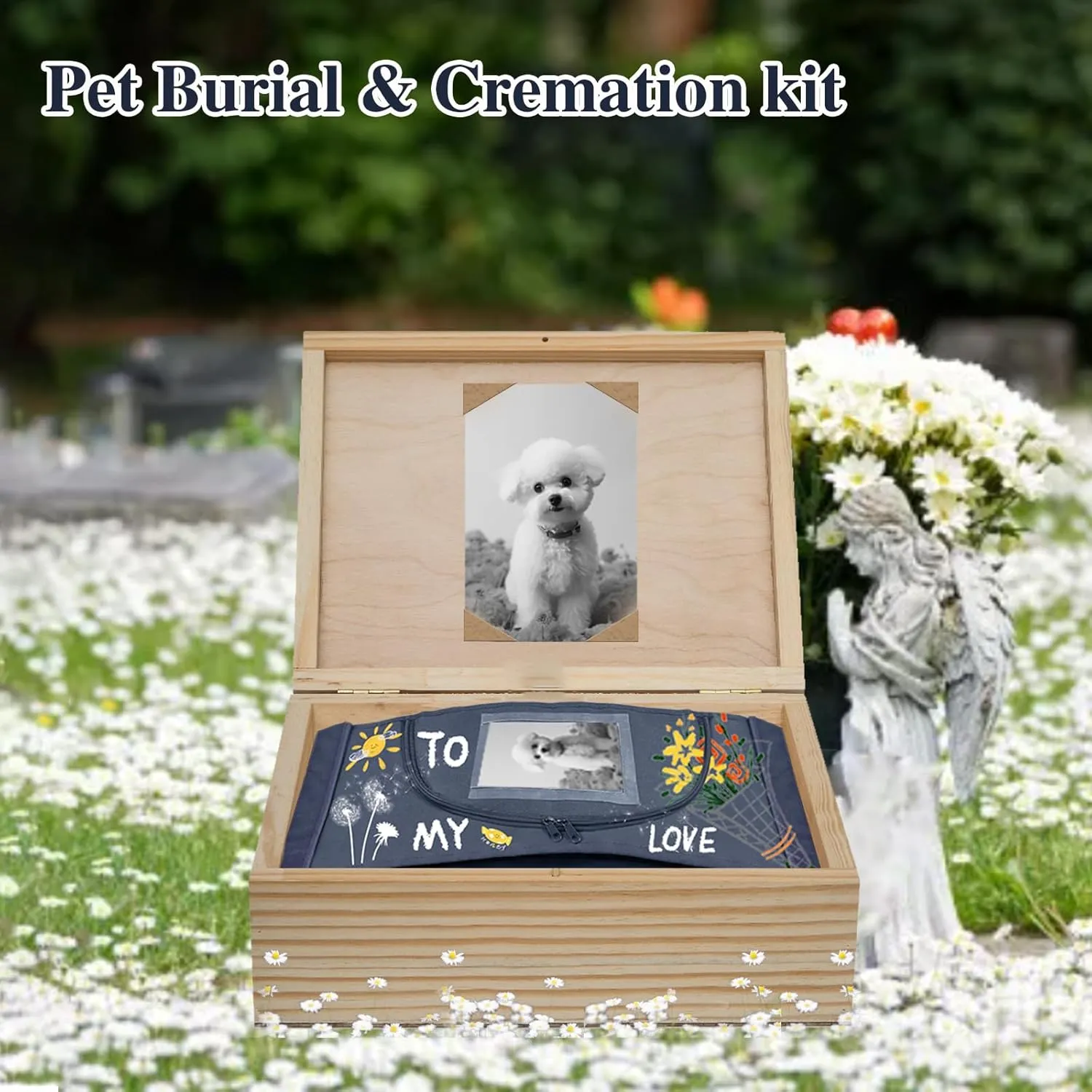 Pet Body Bag with Handle，Eco Friendly Dog Burial Bag，Burial Box for Dogs and Cats， Pet Casket for Burial and Cremation（M）