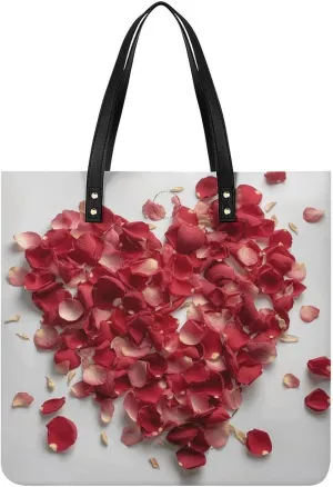 Petals Form Heart Shape Tote Bag Durable Water-Resistant Handbags Lightweight Tote for Travel Work Book