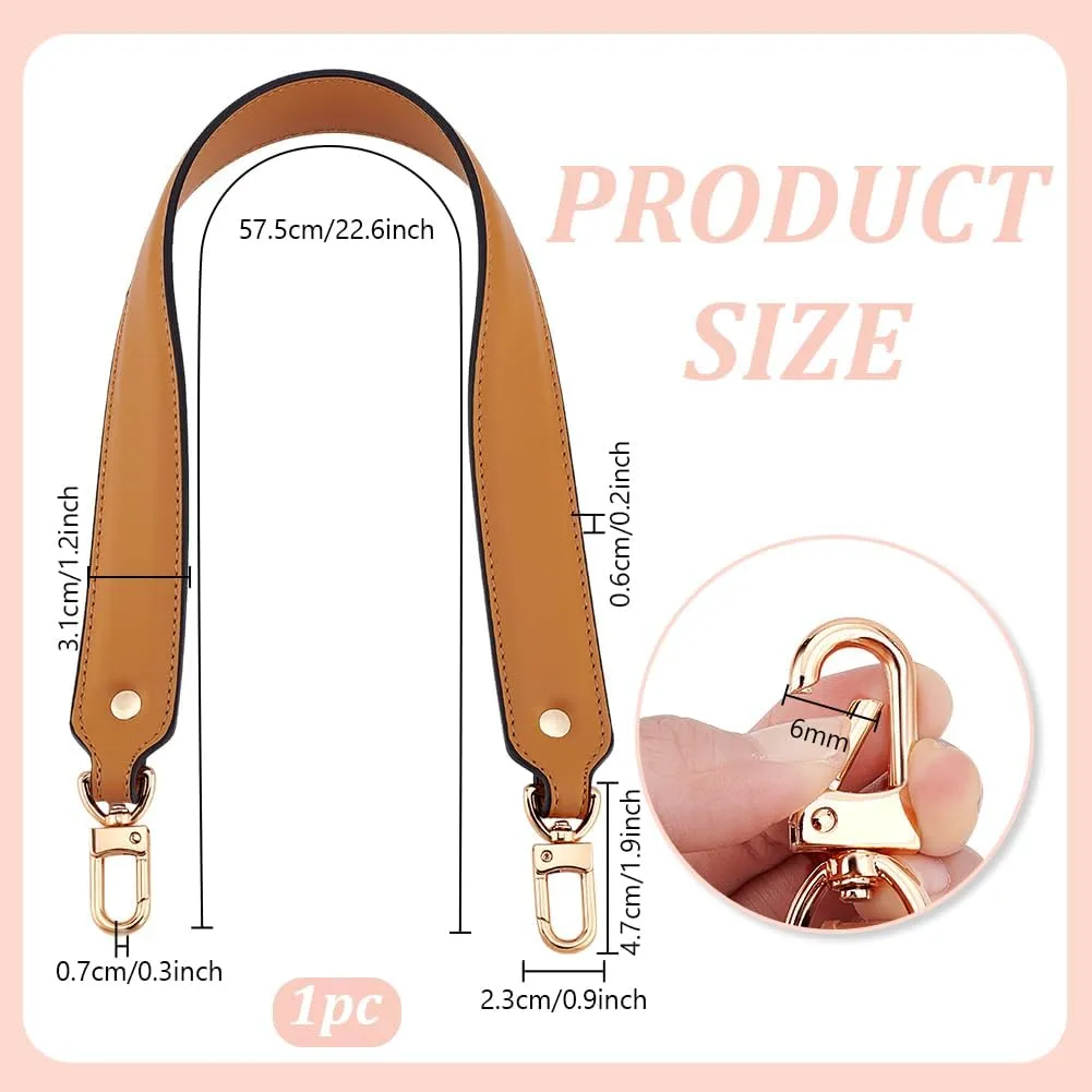 PH PandaHall Genuine Leather Purse Strap Leather Tote Bag Handles, Shoulder Bag Strap with Clasps for Handbag Making