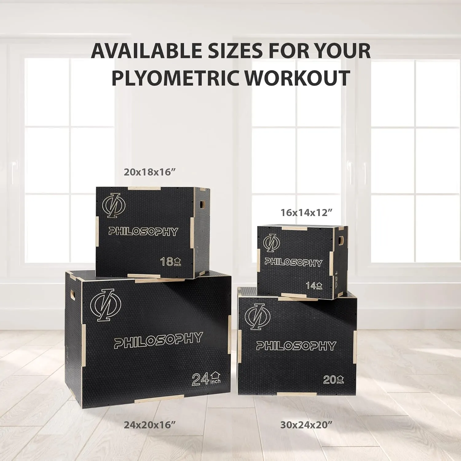 Philosophy Gym 3 in 1 Non-Slip Wood Plyo Box- Jump Plyometric Box for Training and Conditioning