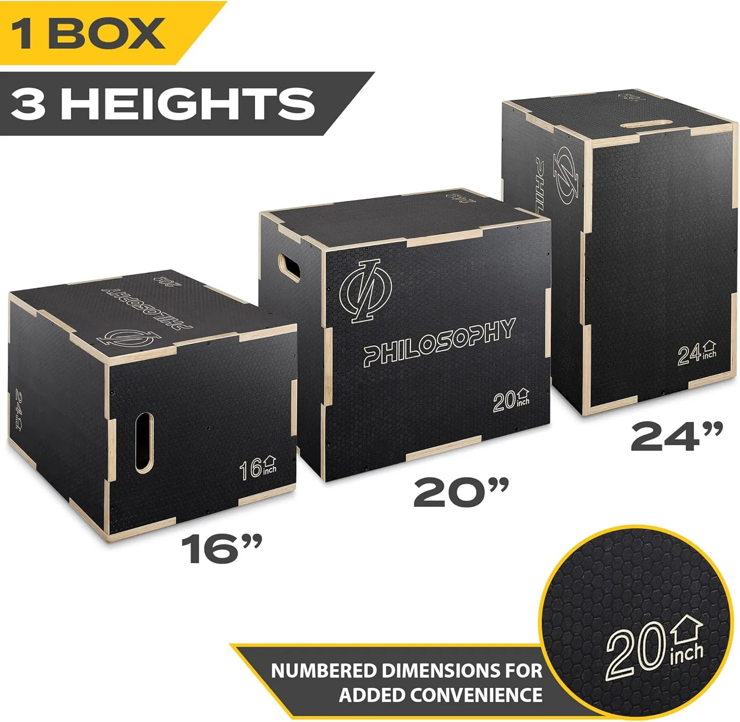 Philosophy Gym 3 in 1 Non-Slip Wood Plyo Box- Jump Plyometric Box for Training and Conditioning