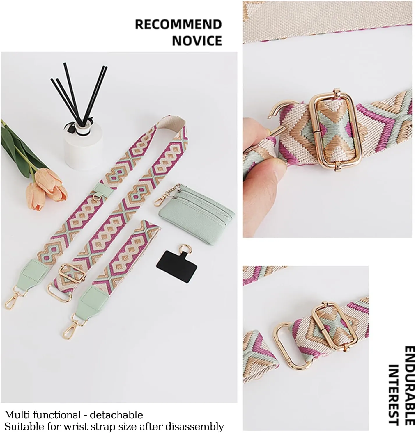 Phone Strap with Zippered Pouch, Clip and Go Strap for Phone with Wallet Crossbody, Adjustable Crossbody Phone Strap