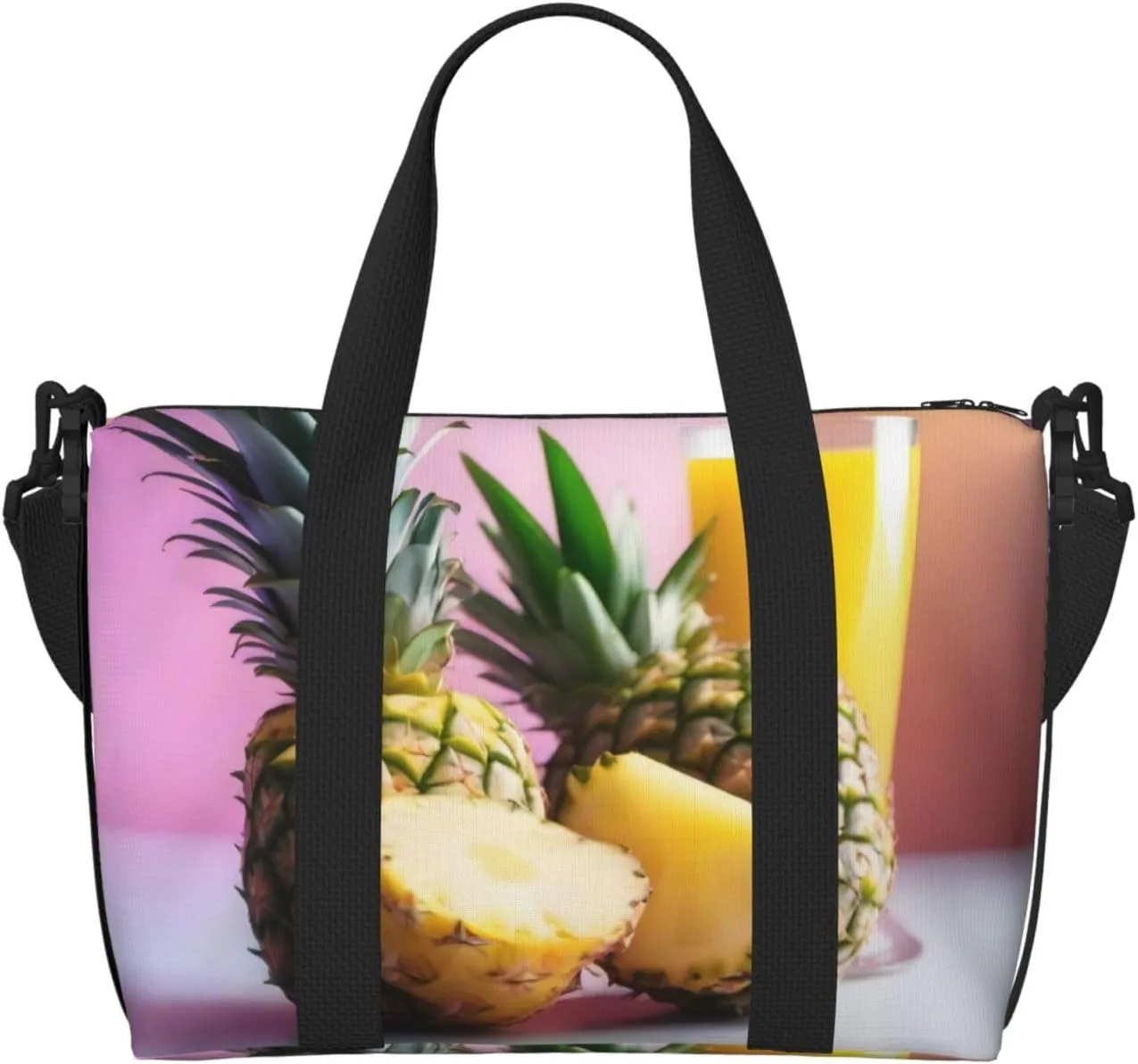 Pineapple Juice Travel Duffel Bag Tote Carry On Luggage Bag Water Resistant Weekender Overnight Bags For Foldable
