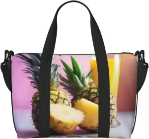 Pineapple Juice Travel Duffel Bag Tote Carry On Luggage Bag Water Resistant Weekender Overnight Bags For Foldable