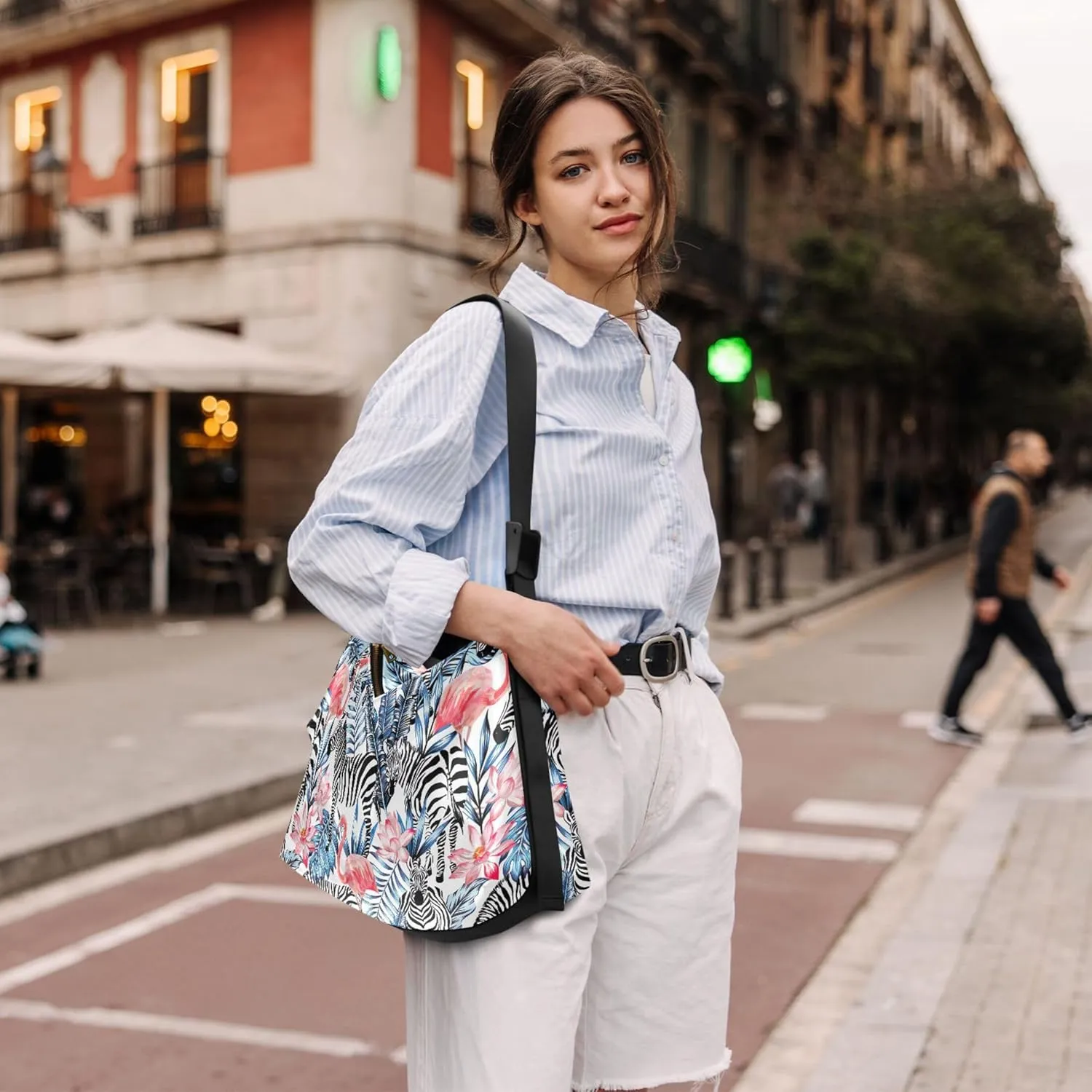 Pink Flamingos Funny Leather Hobo Purses for Women Large Crossbody Purses Animal Print Women Shoulder Handbags