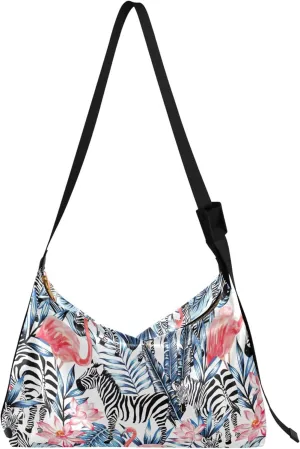 Pink Flamingos Funny Leather Hobo Purses for Women Large Crossbody Purses Animal Print Women Shoulder Handbags