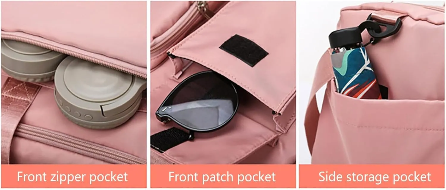Pink Gym Bag with Shoes Compartment,28L Duffel Bag Men,Waterproof Overnight Bag for Travel Workout Yoga Sports