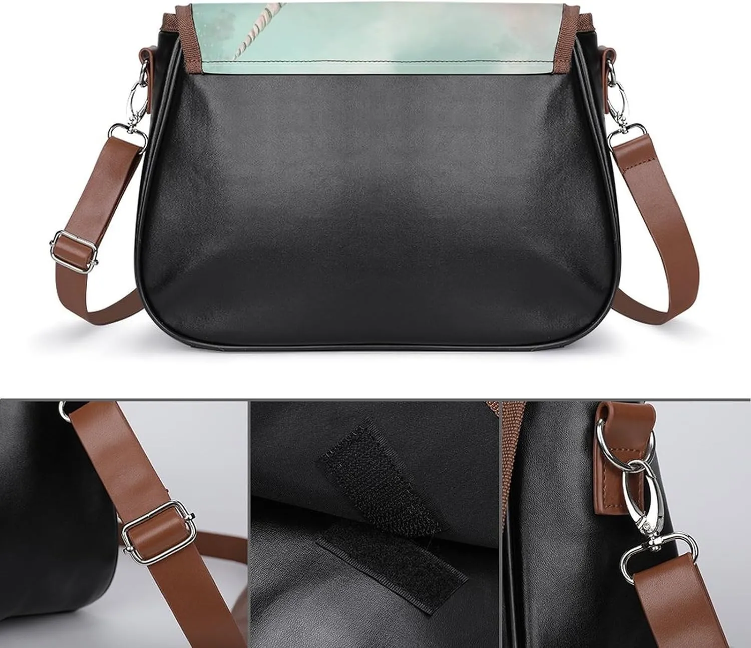 Pink Horse Mystical Crossbody Bag Leather Crossbody Bag,flapover Crossbody Bag,crossover Shoulder Bag with Adjustable Strap