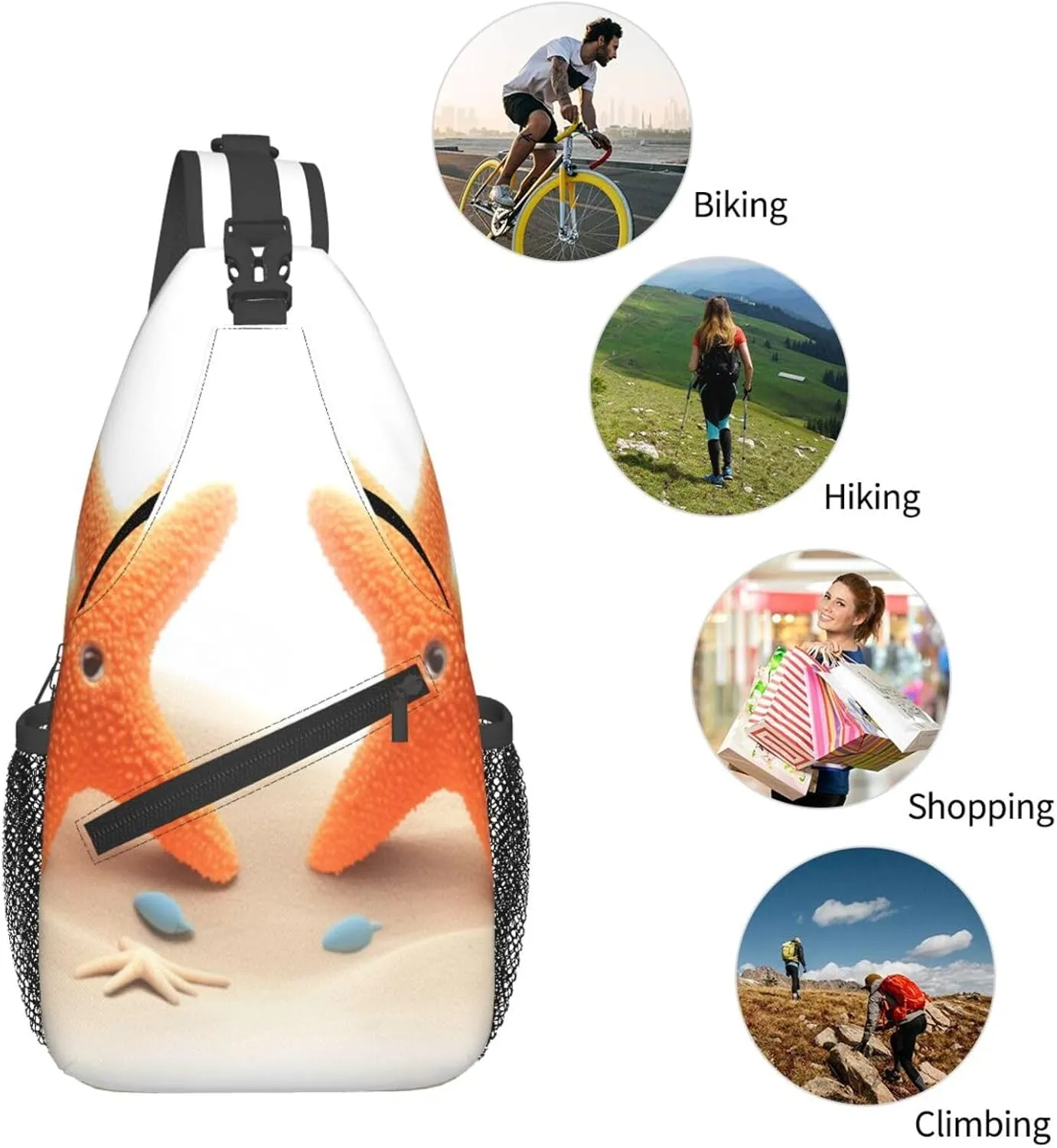Pink Starfish Men's And Women's Small Crossbody Bags Chest Bags Daily Bags Are Suitable For Outdoor Hiking Trips